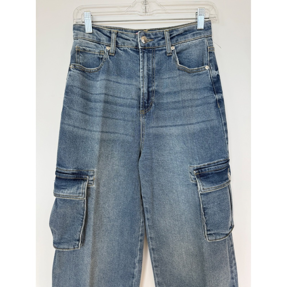 Juicy Couture Lunita Cargo Jeans Light Wash Denim Women's Size 27 Wide Leg Y2K